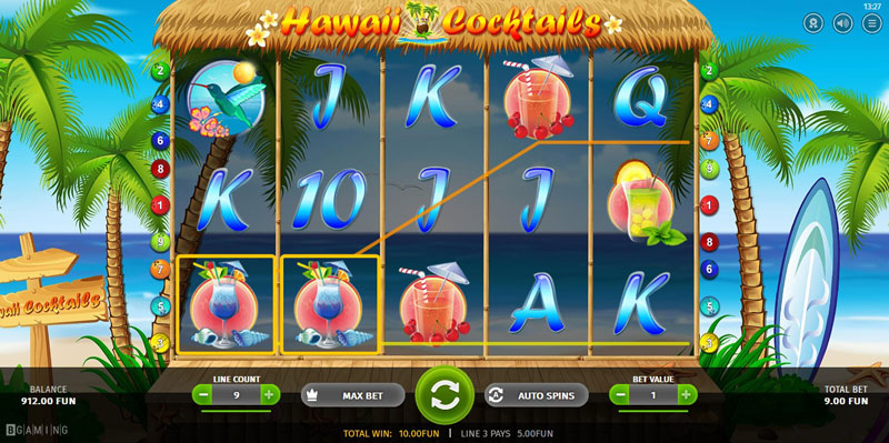 Hawaii Cocktails slot machine gameplay